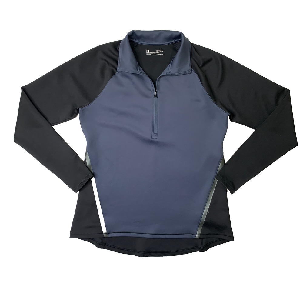 Under Armour Sweatshirt Womens XL Fitted ColdGear Half Zip Pullover Thumbholes